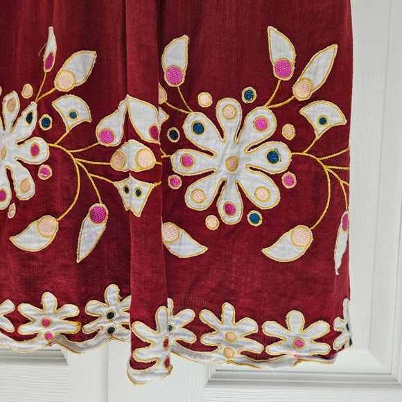 By Anthropologie Pintuck Embroidered Mini Dress Red Size‎ S - Picture 4 of 11